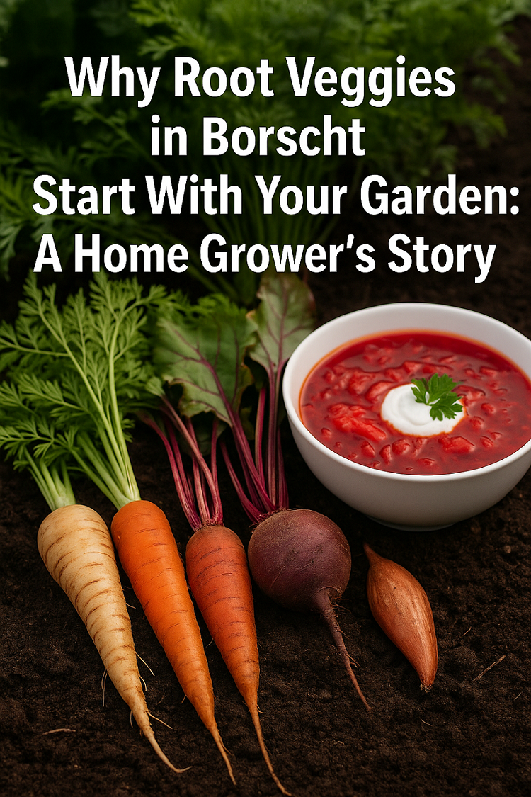 Root veggies in borscht